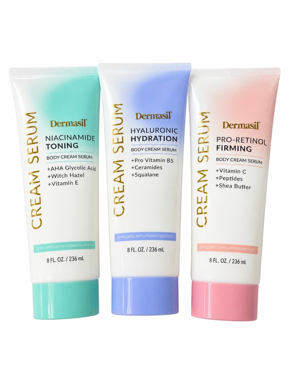 Dermasil Cream Serum Body Cream 3-Piece Set Niacinamide Hyaluronic Retinol NEW